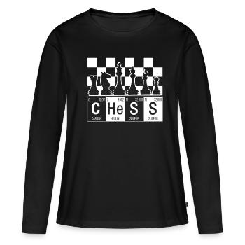 échecs - T-shirt manches longues Premium bio Femme - noir - Devant - Julia (174cm)