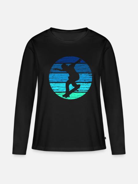 Skater - Frauen Premium Bio Langarmshirt - Schwarz