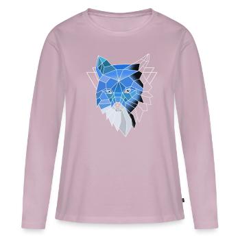 Blauer Polygon Wolf - Frauen Premium Bio Langarmshirt - Altrosa - Vorne - Julia (174cm)