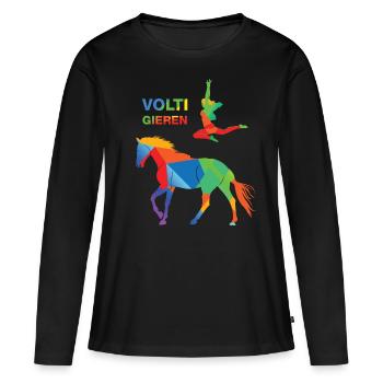 Voltige - T-shirt manches longues Premium bio Femme - noir - Devant - Julia (174cm)