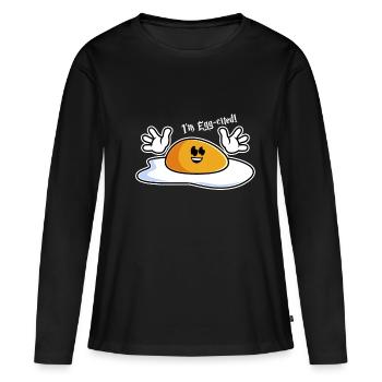 Oeuf excité - T-shirt manches longues Premium bio Femme - noir - Devant - Julia (174cm)