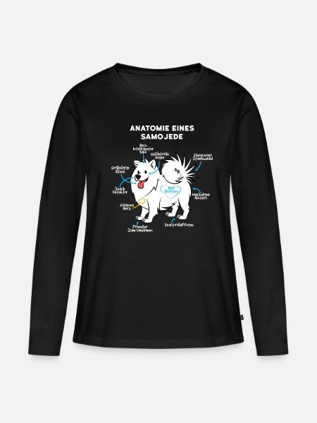 Anatomie Eines Samojede - Frauen Premium Bio Langarmshirt - Schwarz