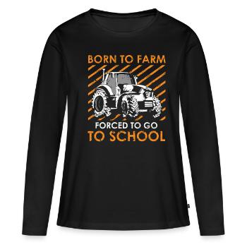 Né à un fermier forcé à l'école - T-shirt manches longues Premium bio Femme - noir - Devant - Julia (174cm)