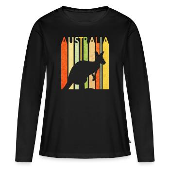 Kangourou rétro - T-shirt manches longues Premium bio Femme - noir - Devant - Julia (174cm)