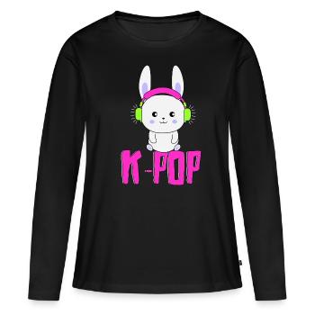 Musique de lapin K-pop - T-shirt manches longues Premium bio Femme - noir - Devant - Julia (174cm)