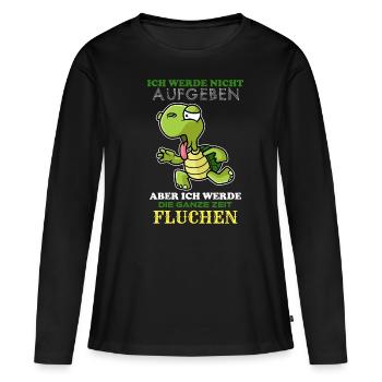 Lahme Schildkröte Fitness Lustig - Frauen Premium Bio Langarmshirt - Schwarz - Vorne - Julia (174cm)