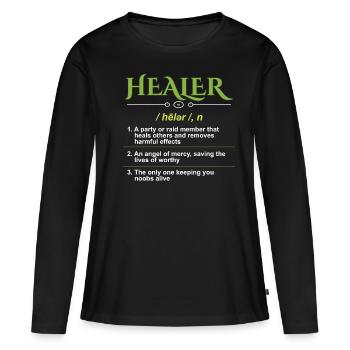 Guérisseur définition gamer - T-shirt manches longues Premium bio Femme - noir - Devant - Julia (174cm)