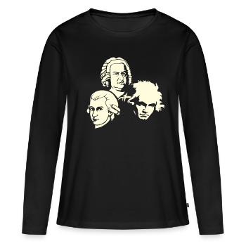Beethoven Bach Mozart - Frauen Premium Bio Langarmshirt - Schwarz - Vorne - Julia (174cm)
