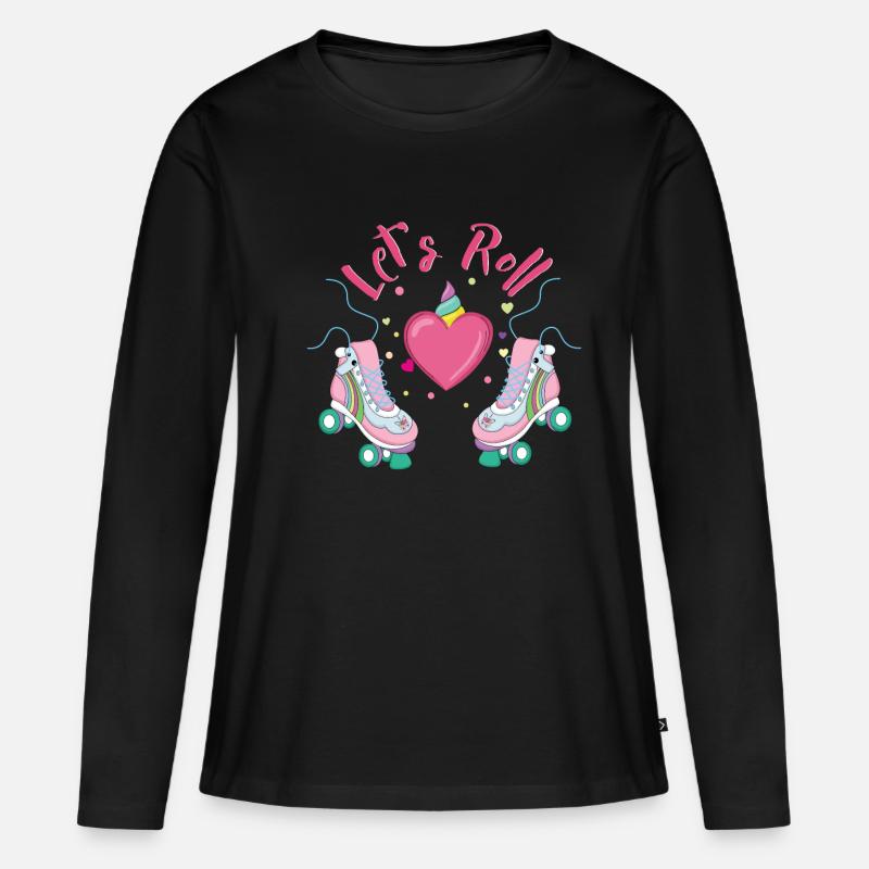 Rollschuh Mädchen - Frauen Premium Bio Langarmshirt - Schwarz