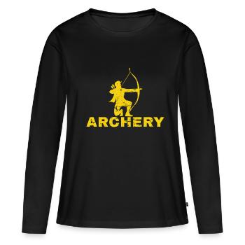 Bogenschütze - Frauen Premium Bio Langarmshirt - Schwarz - Vorne - Julia (174cm)