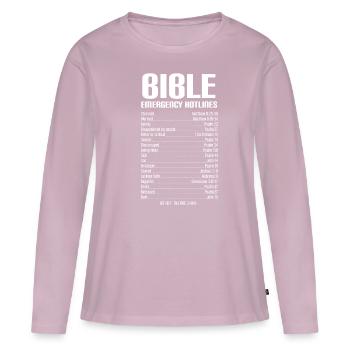 Bible emergency hotline - Women's Premium Organic Long Sleeve Shirt - dusky pink - Front - Julia (174cm)