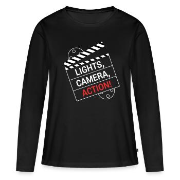 Light Camera Action Film flap - Women's Premium Organic Long Sleeve Shirt - black - Front - Julia (174cm)