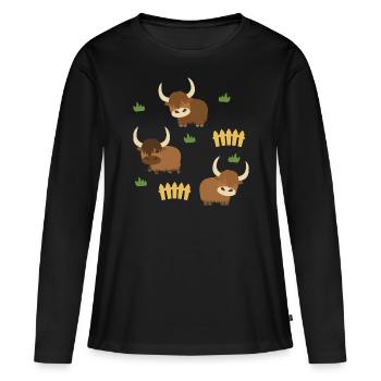 Yak Ranch - T-shirt manches longues Premium bio Femme - noir - Devant - Julia (174cm)