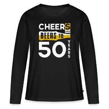 Cheers et bière à 50 ans chemise drôle à boire - T-shirt manches longues Premium bio Femme - noir - Devant - Julia (174cm)