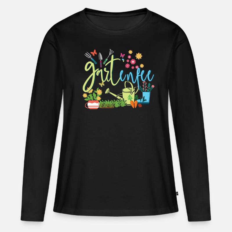 Gartenfee Garten Fee Gärtnerin Garten - Frauen Premium Bio Langarmshirt - Schwarz