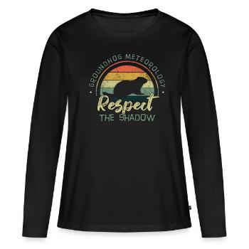 Retro Groundhog Meteorology Groundhog Day - Women's Premium Organic Long Sleeve Shirt - black - Front - Julia (174cm)