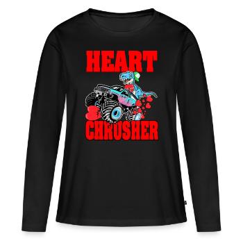 Heart Crusher T-rex on Monstertruck Boys - Women's Premium Organic Long Sleeve Shirt - black - Front - Julia (174cm)