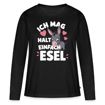 Esel Eselchen Maultier Muli - Frauen Premium Bio Langarmshirt - Schwarz - Vorne - Julia (174cm)