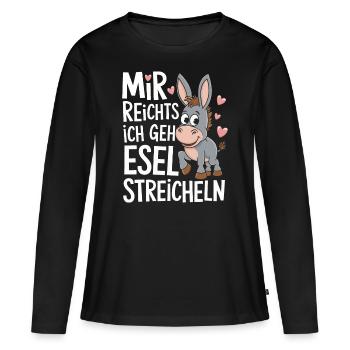 Esel Eselchen Maultier Muli - Frauen Premium Bio Langarmshirt - Schwarz - Vorne - Julia (174cm)