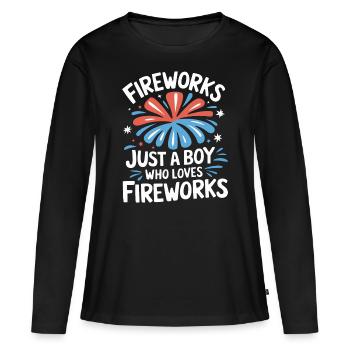Pyrotechnie Feux d’artifice Pyrotechnie - T-shirt manches longues Premium bio Femme - noir - Devant - Julia (174cm)