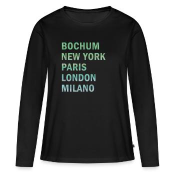 Metropole Bochum - Frauen Premium Bio Langarmshirt - Schwarz - Vorne - Julia (174cm)
