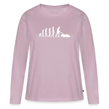 Gärtnern Gärtner Gärtnerin Rasenmäher Evolution - Frauen Premium Bio Langarmshirt - Altrosa - Vorne - Julia (174cm)