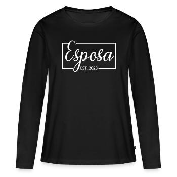 Esposa Est. 2023 Ehefrau wird Braut Paar Hochzeit - Frauen Premium Bio Langarmshirt - Schwarz - Vorne - Julia (174cm)