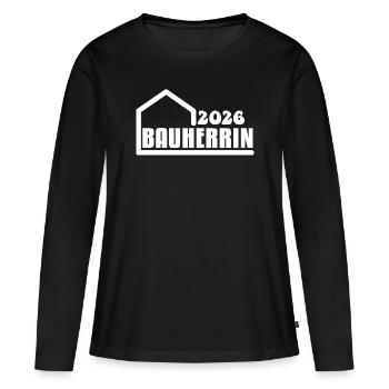 Bauherrin 2026 - Frauen Premium Bio Langarmshirt - Schwarz - Vorne - Julia (174cm)