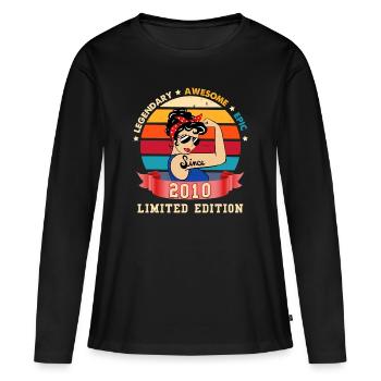 Frau Geburtstag 2010 Geschenk - Frauen Premium Bio Langarmshirt - Schwarz - Vorne - Julia (174cm)