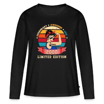 Woman born in 2000 Birthday Legend - Women's Premium Organic Long Sleeve Shirt - black - Front - Julia (174cm)