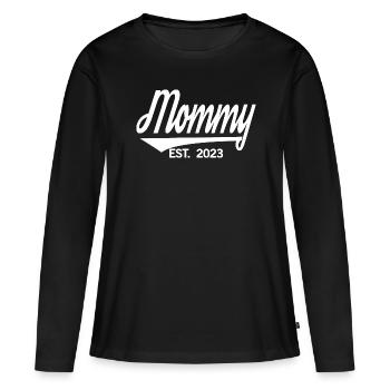 2023, bientôt maman, révélation de grossesse - T-shirt manches longues Premium bio Femme - noir - Devant - Julia (174cm)