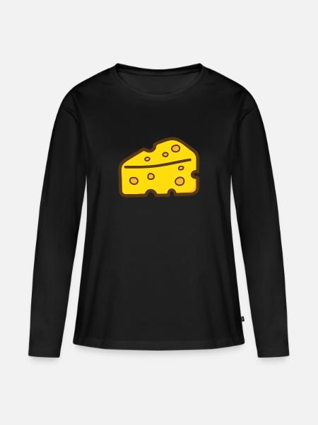 Alles Käse oder Cheese - Frauen Premium Bio Langarmshirt - Schwarz