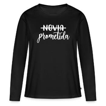 Prometida Verlobte Verlobung Hochzeit Braut zu sein - Frauen Premium Bio Langarmshirt - Schwarz - Vorne - Julia (174cm)