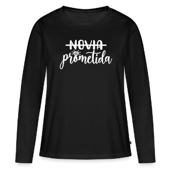 Prometida Verlobte Verlobung Hochzeit Braut zu sein - Frauen Premium Bio Langarmshirt - Schwarz - Vorne - Julia (174cm)