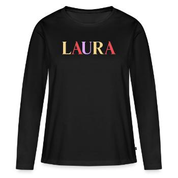 Name Spanierin Laura - Frauen Premium Bio Langarmshirt - Schwarz - Vorne - Julia (174cm)