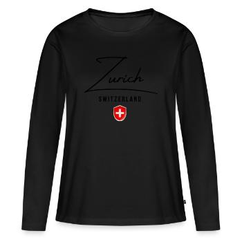 I Love Zürich, Zürich Schweiz - Frauen Premium Bio Langarmshirt - Schwarz - Vorne - Julia (174cm)