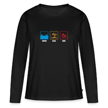 Drôle de traithleten, athlètes, cadeau de triathlon - T-shirt manches longues Premium bio Femme - noir - Devant - Julia (174cm)