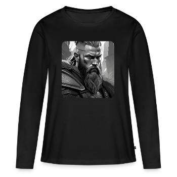 Stolzer Wikinger Krieger Germanen - Frauen Premium Bio Langarmshirt - Schwarz - Vorne - Julia (174cm)