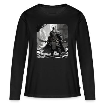 Stolzer Wikinger Krieger Germane - Frauen Premium Bio Langarmshirt - Schwarz - Vorne - Julia (174cm)