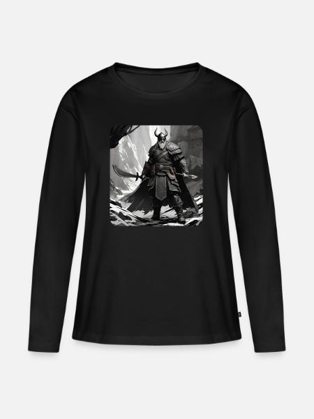 Stolzer Wikinger Krieger Germane - Frauen Premium Bio Langarmshirt - Schwarz