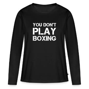 Boxe combattant, boxe, idée cadeau boxe - T-shirt manches longues Premium bio Femme - noir - Devant - Julia (174cm)