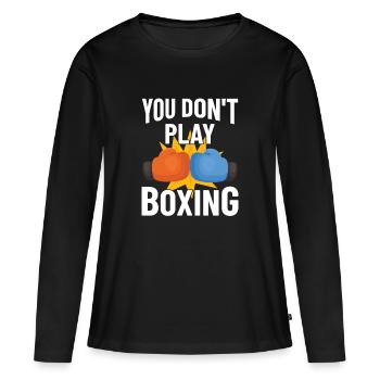 Boxe combattant, boxe, idée cadeau boxe - T-shirt manches longues Premium bio Femme - noir - Devant - Julia (174cm)