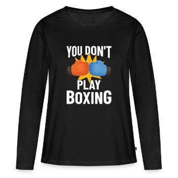 Boxe combattant, boxe, idée cadeau boxe - T-shirt manches longues Premium bio Femme - noir - Devant - Julia (174cm)