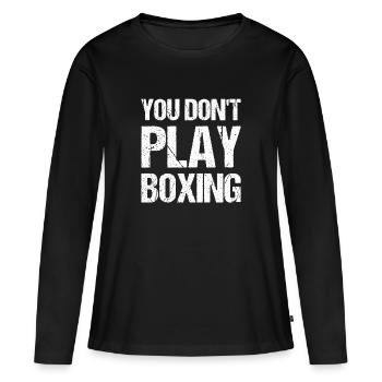 Boxe combattant, boxe, idée cadeau boxe - T-shirt manches longues Premium bio Femme - noir - Devant - Julia (174cm)