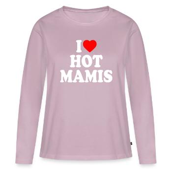 I love hot mamis - T-shirt manches longues Premium bio Femme - rose poudré - Devant - Julia (174cm)
