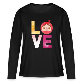 LOVE Home House Home - Women's Premium Organic Long Sleeve Shirt - black - Front - Julia (174cm)