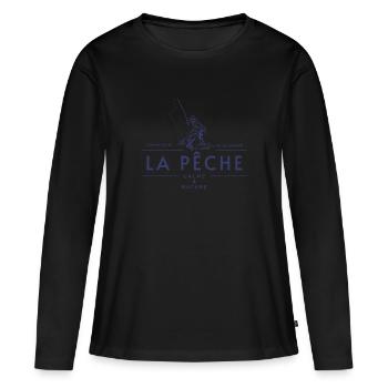 SAISON DE LA PÊCHE - T-shirt manches longues Premium bio Femme - noir - Devant - Julia (174cm)