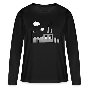 Fumées de fumée dans les halls de production de l'industrie - T-shirt manches longues Premium bio Femme - noir - Devant - Julia (174cm)