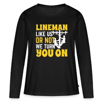 Lineman Drôle Électricien Câble Lineman - T-shirt manches longues Premium bio Femme - noir - Devant - Julia (174cm)