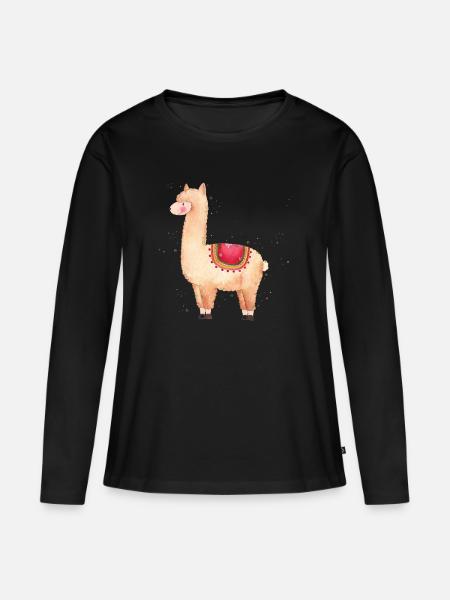 Alpaka Lima - Frauen Premium Bio Langarmshirt - Schwarz